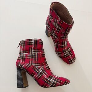 Betsey Johnson Blanche Red Plaid Boots